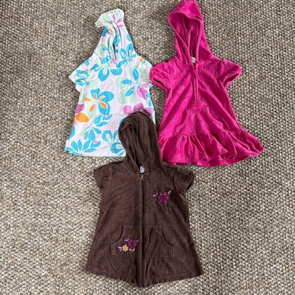 Set of Three Hooded Toddler Swimsuit Coverups 2T good condition